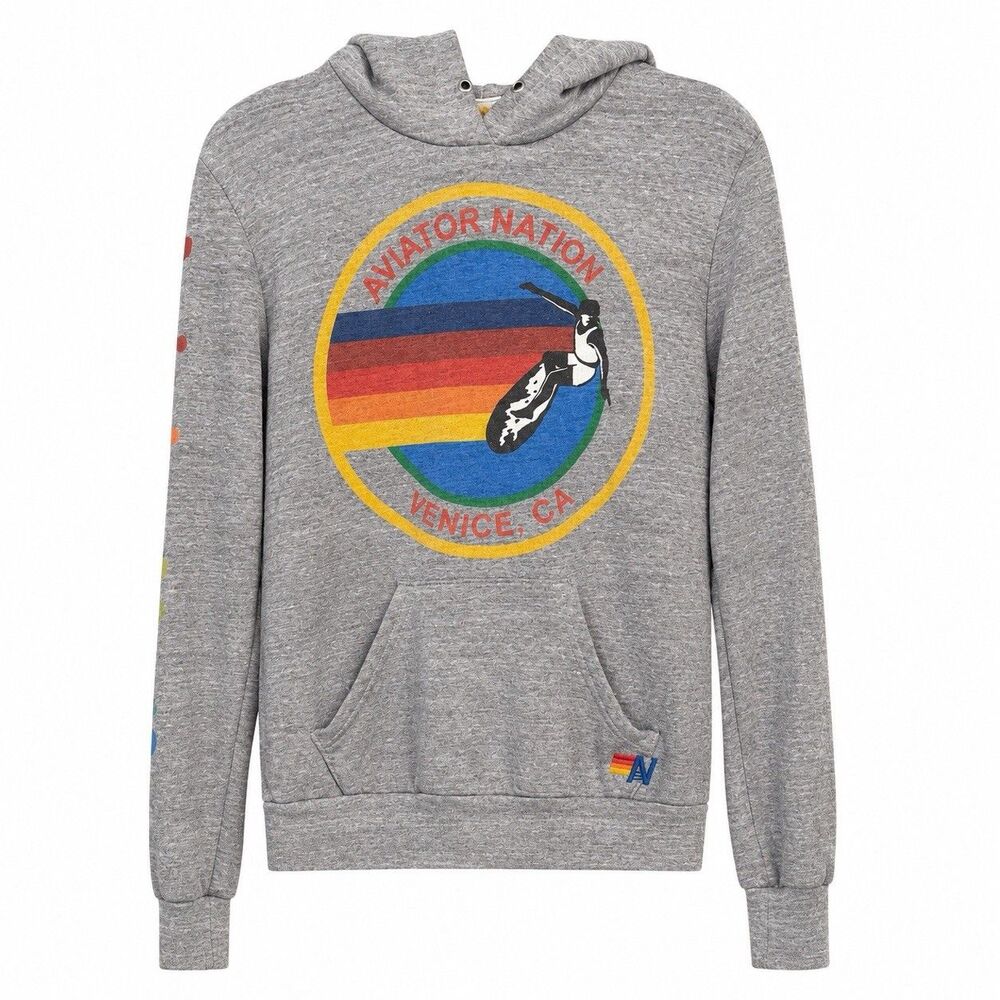 Aviator Nation Venice Gray Relaxed Pullover Hoodie No Drawstring Women S USA - Picture 2 of 8